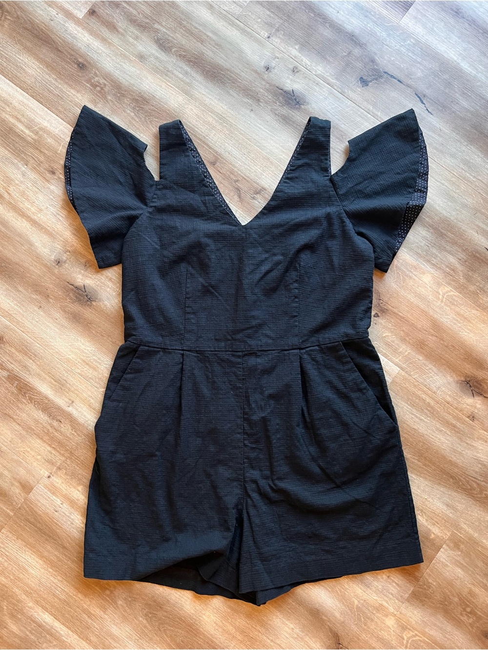 Anthropologie Elevenses Size 14 Black Romper 100% Cotton